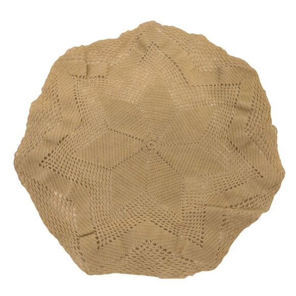Doily Beige Star Hand Crocheted Round Octagon Grannycore Vintage 12 inch - Picture 2 of 4
